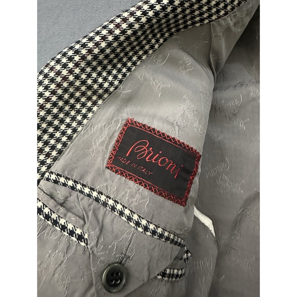 Brioni Men's Black/White Houndstooth Sport Coat Blazer Made In Italy Large - Picture 3 of 11